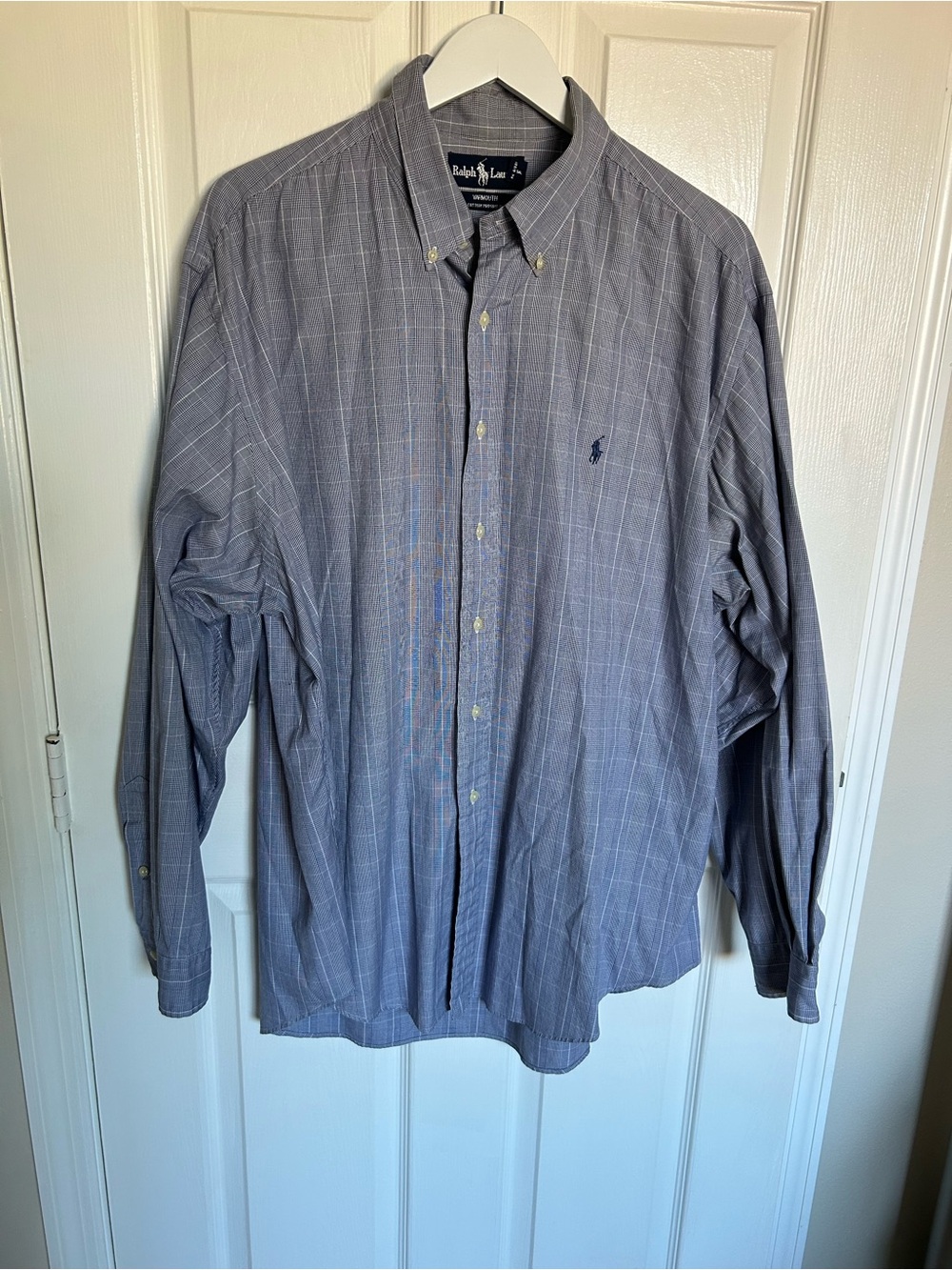 Ralph Lauren Men's Gray Blue Plaid Button-Down Shirt